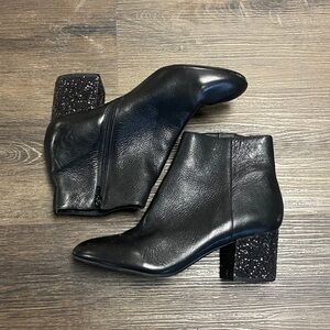 Aldo Black Ankle Boots with Sparkling Block Heel
